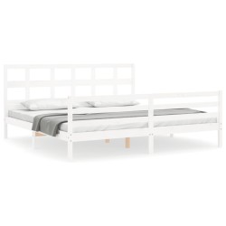 vidaXL Massivholzbett mit Kopfteil Weiß 200x200 cm