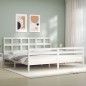 vidaXL Massivholzbett mit Kopfteil Weiß 200x200 cm vidaXL Massivholzbett mit Kopfteil Weiß 200x200 cm