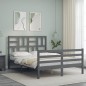 vidaXL Massivholzbett mit Kopfteil Grau 140x190 cm vidaXL Massivholzbett mit Kopfteil Grau 140x190 cm