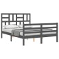 vidaXL Massivholzbett mit Kopfteil Grau 140x190 cm vidaXL Massivholzbett mit Kopfteil Grau 140x190 cm