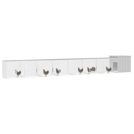 vidaXL Hühnerkäfig Grau 700x91x100 cm Verzinkter Stahl