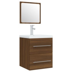 vidaXL Waschbeckenschrank mit Einbaubecken Braun Eiche Holzwerkstoff