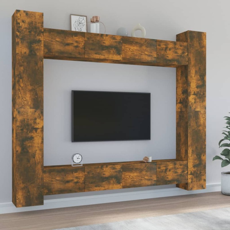 vidaXL 8-tlg. TV-Schrank-Set Räuchereiche Holzwerkstoff vidaXL 8-tlg. TV-Schrank-Set Räuchereiche Holzwerkstoff