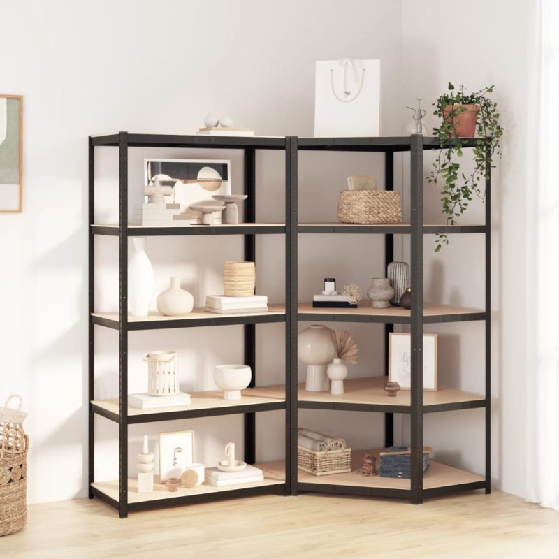 vidaXL Regale mit 5 Böden 2 Stk. Anthrazit Stahl & Holzwerkstoff vidaXL Regale mit 5 Böden 2 Stk. Anthrazit Stahl & Holzwerkstoff