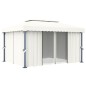 vidaXL Pavillon mit Vorhängen & LED-Lichterketten 4x3 m Cremeweiß vidaXL Pavillon mit Vorhängen & LED-Lichterketten 4x3 m Cremeweiß