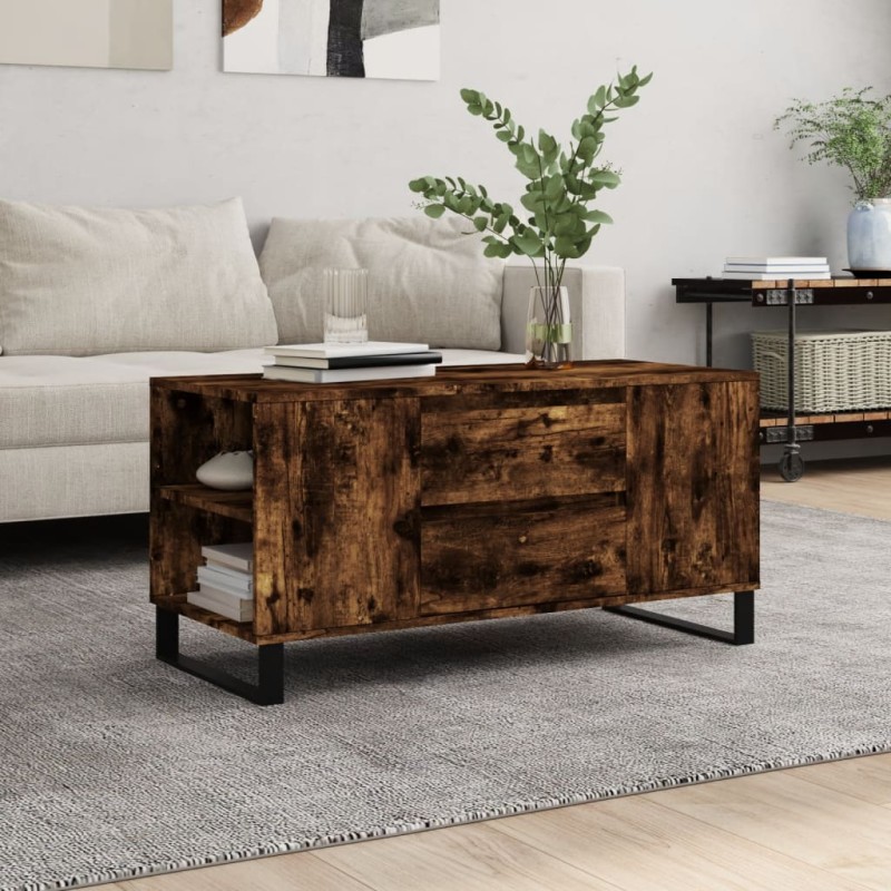 vidaXL Couchtisch Räuchereiche 102x44,5x50 cm Holzwerkstoff vidaXL Couchtisch Räuchereiche 102x44,5x50 cm Holzwerkstoff