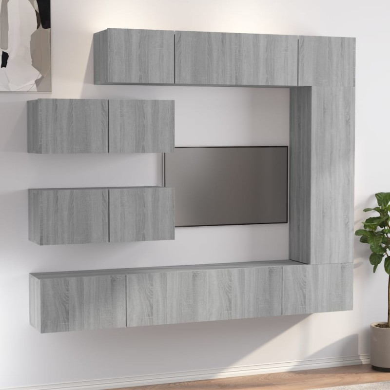 vidaXL 7-tlg. TV-Schrank-Set Grau Sonoma Holzwerkstoff vidaXL 7-tlg. TV-Schrank-Set Grau Sonoma Holzwerkstoff