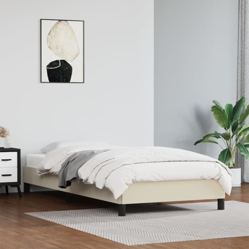 Bettgestell Creme 80x200 cm Kunstleder Bettgestell Creme 80x200 cm Kunstleder
