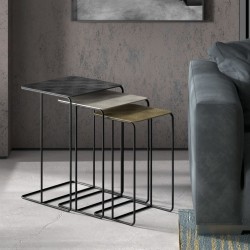 Rousseau 3-tlg. Beistelltisch-Set Covera Metall Mehrfarbig 
