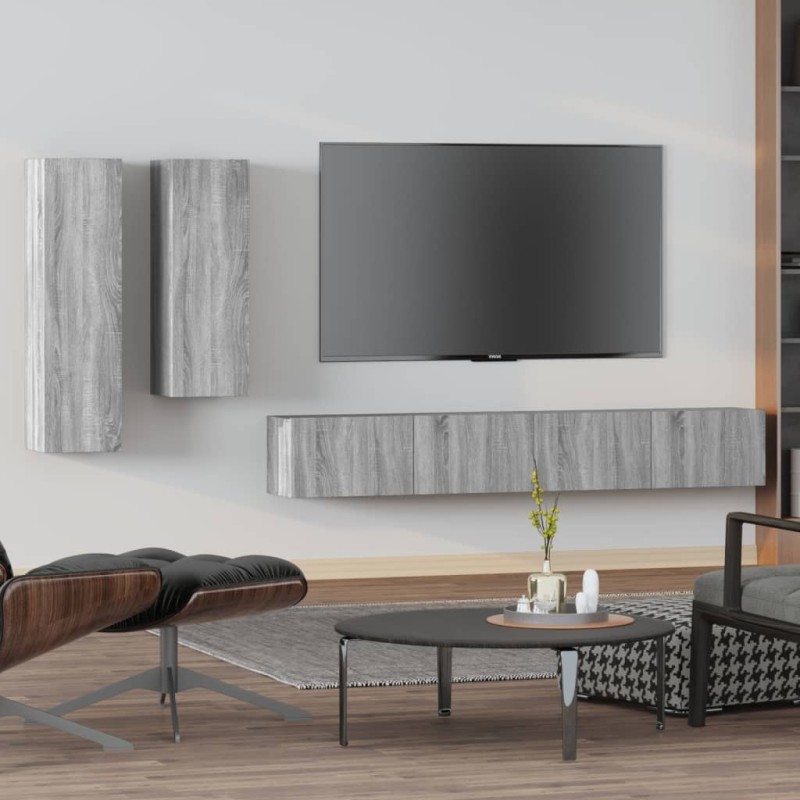 vidaXL 4-tlg. TV-Schrank-Set Grau Sonoma Holzwerkstoff vidaXL 4-tlg. TV-Schrank-Set Grau Sonoma Holzwerkstoff