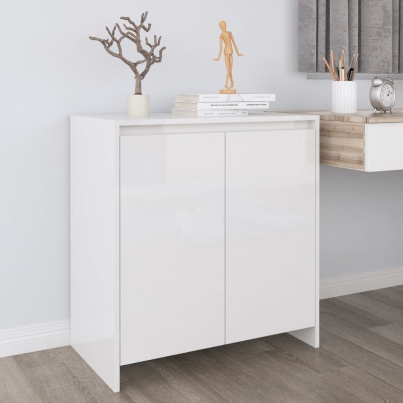 vidaXL Sideboard Hochglanz-Weiß 70x41x75 cm Holzwerkstoff vidaXL Sideboard Hochglanz-Weiß 70x41x75 cm Holzwerkstoff