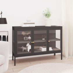 vidaXL Sideboard Anthrazit 105x35x70 cm Stahl und Glas