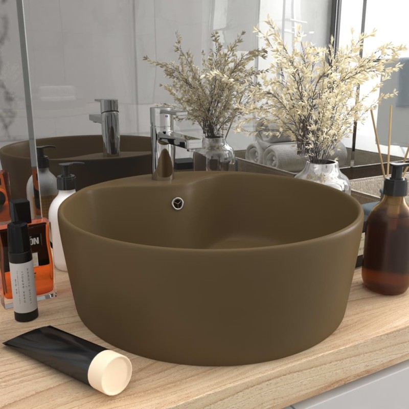 vidaXL Luxus-Waschbecken mit Überlauf Matt Creme 36x13 cm Keramik vidaXL Luxus-Waschbecken mit Überlauf Matt Creme 36x13 cm Keramik