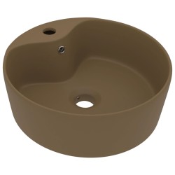 vidaXL Luxus-Waschbecken mit Überlauf Matt Creme 36x13 cm Keramik