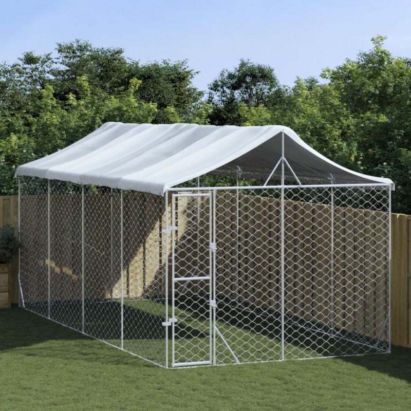 vidaXL Outdoor-Hundezwinger mit Dach Silbern 3x6x2,5m Verzinkter Stahl vidaXL Outdoor-Hundezwinger mit Dach Silbern 3x6x2,5m Verzinkter Stahl