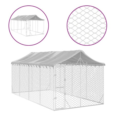 vidaXL Outdoor-Hundezwinger mit Dach Silbern 3x6x2,5m Verzinkter Stahl