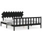 vidaXL Massivholzbett mit Kopfteil Schwarz 160x200 cm vidaXL Massivholzbett mit Kopfteil Schwarz 160x200 cm