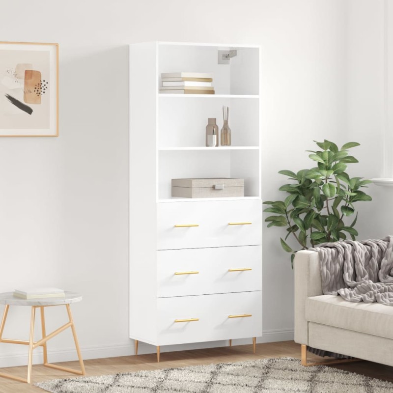 vidaXL Highboard Hochglanz-Weiß 69,5x34x180 cm Holzwerkstoff vidaXL Highboard Hochglanz-Weiß 69,5x34x180 cm Holzwerkstoff
