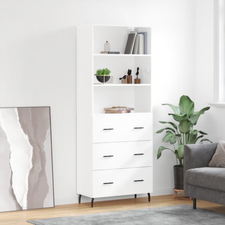 vidaXL Highboard Hochglanz-Weiß 69,5x34x180 cm Holzwerkstoff
