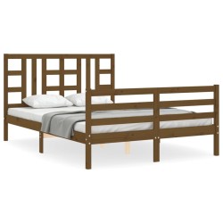 vidaXL Massivholzbett mit Kopfteil Honigbraun 140x200 cm