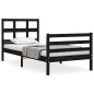 vidaXL Massivholzbett mit Kopfteil Schwarz 100x200 cm vidaXL Massivholzbett mit Kopfteil Schwarz 100x200 cm