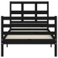 vidaXL Massivholzbett mit Kopfteil Schwarz 100x200 cm vidaXL Massivholzbett mit Kopfteil Schwarz 100x200 cm