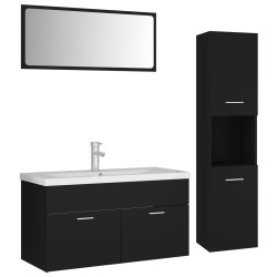 vidaXL Badmöbel-Set Schwarz Holzwerkstoff