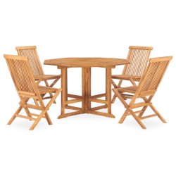 vidaXL 5-tlg. Garten-Essgruppe Klappbar Massivholz Teak  