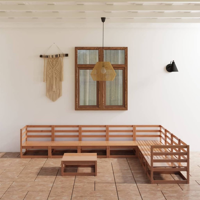 vidaXL 9-tlg. Garten-Lounge-Set Honigbraun Massivholz Kiefer vidaXL 9-tlg. Garten-Lounge-Set Honigbraun Massivholz Kiefer