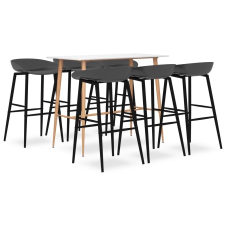 vidaXL 7-tlg. Bar-Set Weiß und Grau
