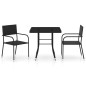vidaXL 3-tlg. Garten-Essgruppe Poly Rattan Schwarz vidaXL 3-tlg. Garten-Essgruppe Poly Rattan Schwarz