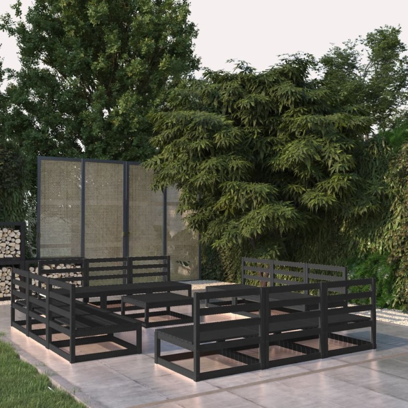 vidaXL 13-tlg. Garten-Lounge-Set Schwarz Massivholz Kiefer vidaXL 13-tlg. Garten-Lounge-Set Schwarz Massivholz Kiefer
