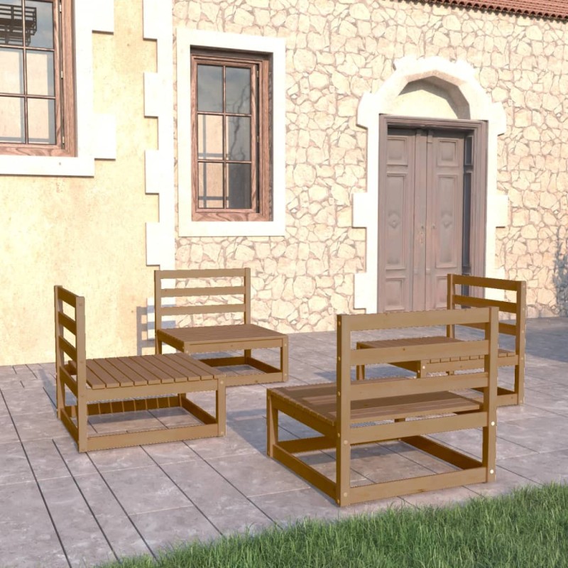 vidaXL 4-tlg. Garten-Lounge-Set Honigbraun Massivholz Kiefer vidaXL 4-tlg. Garten-Lounge-Set Honigbraun Massivholz Kiefer