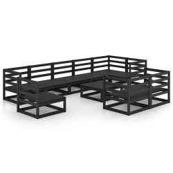 vidaXL 10-tlg. Garten-Lounge-Set Schwarz Massivholz Kiefer 