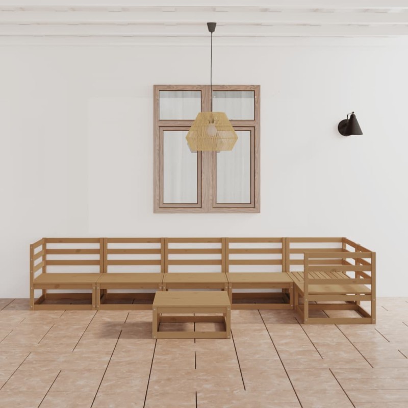 vidaXL 7-tlg. Garten-Lounge-Set Honigbraun Massivholz Kiefer vidaXL 7-tlg. Garten-Lounge-Set Honigbraun Massivholz Kiefer