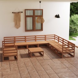vidaXL 11-tlg. Garten-Lounge-Set Honigbraun Massivholz Kiefer