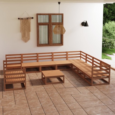 vidaXL 11-tlg. Garten-Lounge-Set Honigbraun Massivholz Kiefer