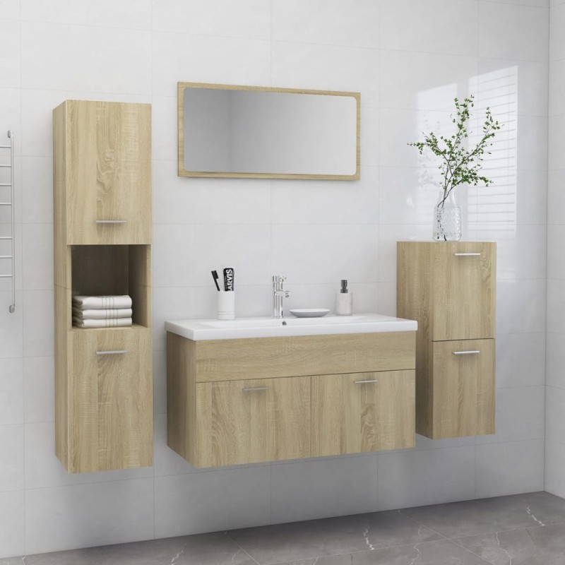 vidaXL Badmöbel-Set Sonoma-Eiche Holzwerkstoff vidaXL Badmöbel-Set Sonoma-Eiche Holzwerkstoff