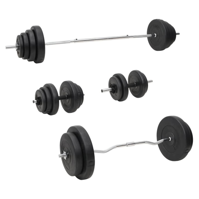 vidaXL Langhantel und Kurzhantel mit Gewichten 120 kg vidaXL Langhantel und Kurzhantel mit Gewichten 120 kg
