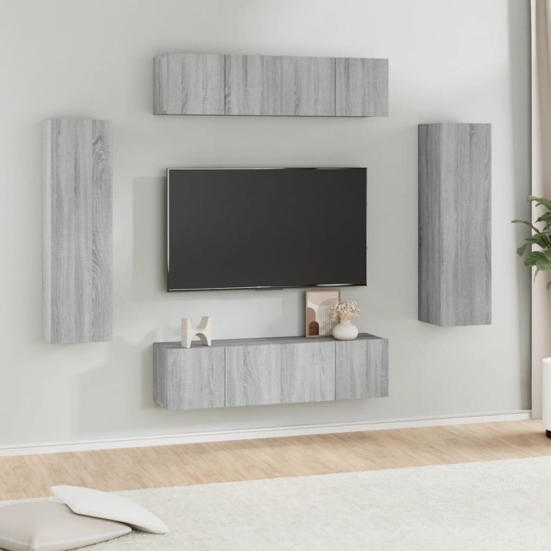vidaXL 6-tlg. TV-Schrank-Set Grau Sonoma Holzwerkstoff vidaXL 6-tlg. TV-Schrank-Set Grau Sonoma Holzwerkstoff
