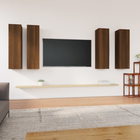 vidaXL TV-Schränke 4 Stk. Braun Eichen-Optik 30,5x30x110 cm