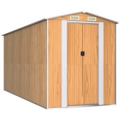 vidaXL Geräteschuppen Hellbraun 192x440x223 cm Verzinkter Stahl