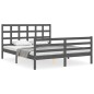 vidaXL Massivholzbett mit Kopfteil Grau 160x200 cm vidaXL Massivholzbett mit Kopfteil Grau 160x200 cm