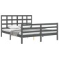 vidaXL Massivholzbett mit Kopfteil Grau 160x200 cm vidaXL Massivholzbett mit Kopfteil Grau 160x200 cm