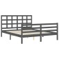vidaXL Massivholzbett mit Kopfteil Grau 160x200 cm vidaXL Massivholzbett mit Kopfteil Grau 160x200 cm