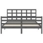 vidaXL Massivholzbett mit Kopfteil Grau 160x200 cm vidaXL Massivholzbett mit Kopfteil Grau 160x200 cm
