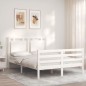 vidaXL Massivholzbett mit Kopfteil Weiß 140x200 cm vidaXL Massivholzbett mit Kopfteil Weiß 140x200 cm
