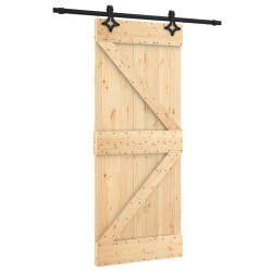 vidaXL Schiebetür mit Beschlag 85x210 cm Massivholz Kiefer