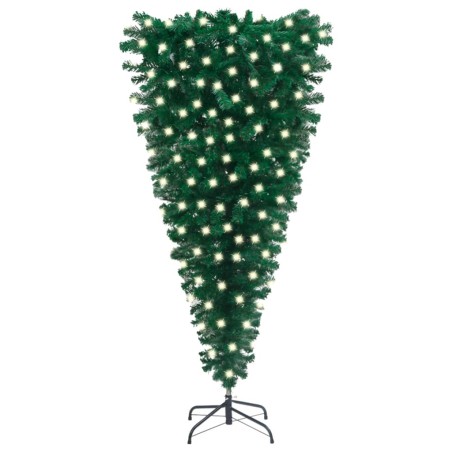 vidaXL Künstlicher Weihnachtsbaum Kopfüber mit LEDs Grün 180 cm