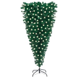 vidaXL Künstlicher Weihnachtsbaum Kopfüber mit LEDs Grün 240 cm